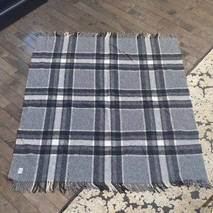 Gray plaid Wool/Alpaca throw blanket